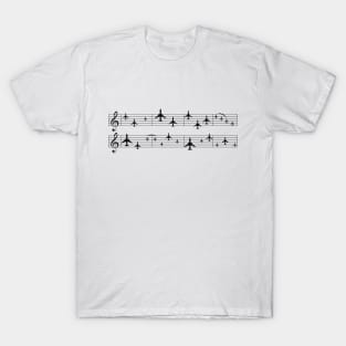 Music staff with airplanes T-Shirt